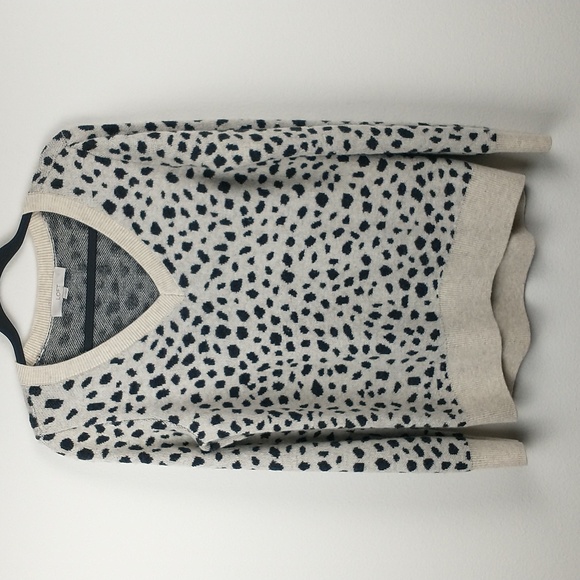 LOFT Sweaters - LOFT Womens Wool Blend Leopard Cheetah Animal Print Long Sleeve V Neck Sweater M